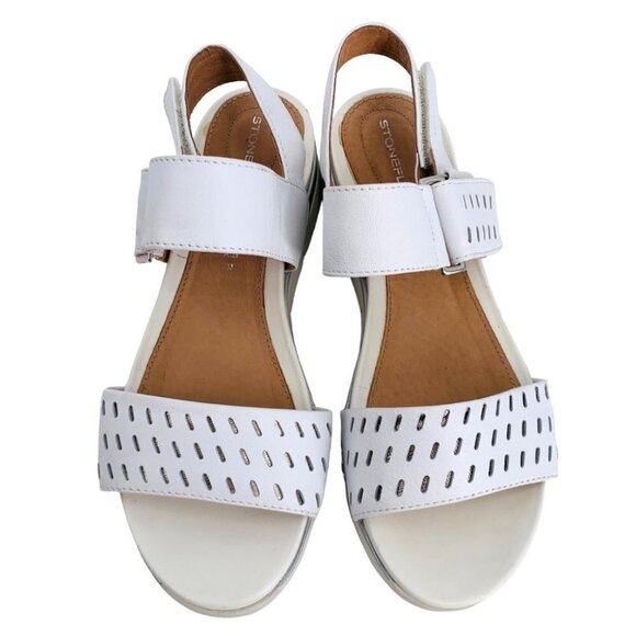 White Perforated Sandals - Picture 2 of 10
